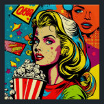 Colourful Pop Art Retro Popcorn Blonde Woman Art Poster<br><div class="desc">Colourful Pop Art Retro Popcorn Blonde Woman Art</div>