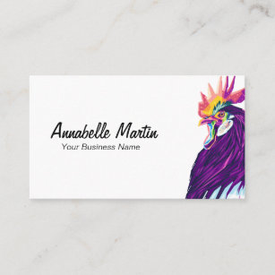 Colourful Pop Art Rooster Business Card