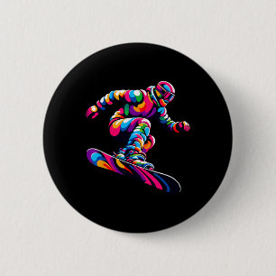 Colourful Pop Art Snowboarding Snowboard Snowboard 6 Cm Round Badge