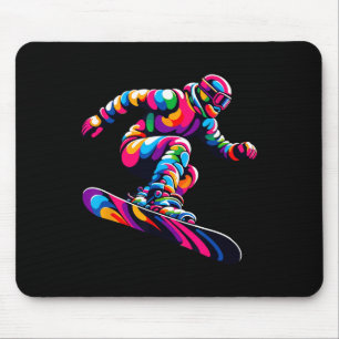 Colourful Pop Art Snowboarding Snowboard Snowboard Mouse Mat