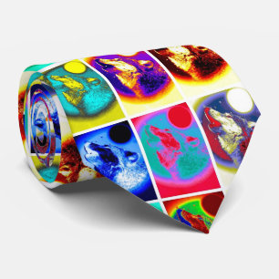 Colourful Pop Art Style Wolf Tie