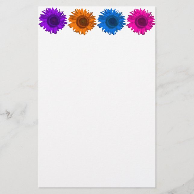 Colourful Pop Art Sunflowers Stationery (Front)