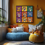 Colourful Pop Art Tiger Faces  Why this works: Poster<br><div class="desc">A vibrant pop art design featuring expressive tiger faces arranged in a colourful grid. Bold lines,  playful expressions,  and striking colours give this graphic artwork a fun,  energetic personality,  making it perfect for eye-catching apparel,  accessories,  and modern pop-inspired decor.</div>