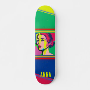Colourful Pop Art Woman  Personalised Skateboard