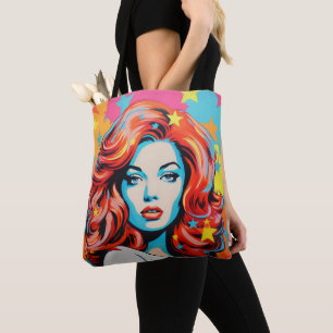 Colourful Pop Art Woman Tote Bag