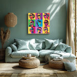 Colourful Pop Art Women with Sunglasses & Headphon Poster<br><div class="desc">This vibrant pop art print features a grid of stylish women wearing sunglasses and headphones, reminiscent of retro 80s fashion. The neon colours and dynamic style bring energy to any space, making it an ideal wall decor piece for music and fashion lovers. Perfect for brightening up your home, gallery wall,...</div>