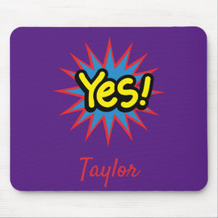Colourful Pop art yes Mouse Mat