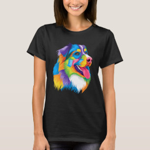 Colourful Pop Australian Shepherd Portrait Aussie T-Shirt