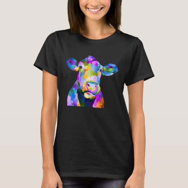 Colourful Pop Cow T-Shirt (Front)