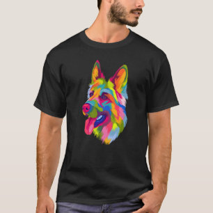 Colourful Pop German Shepherd Portrait Gsd Owner T-Shirt