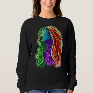 Colourful Pop Portrait Afghan Hound Dog Mum Mother Sweatshirt
