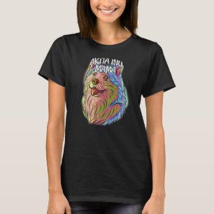 Colourful Pop Portrait Akita Inu Dog Mum Mother's T-Shirt