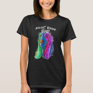 Colourful Pop Portrait Basset Hound Dog Dad Father T-Shirt