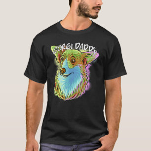 Colourful Pop Portrait Corgi Dog Dad Father's Day T-Shirt