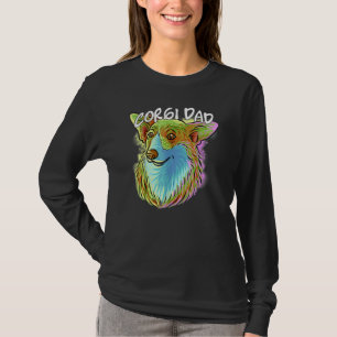 Colourful Pop Portrait Corgi Dog Dad Father's Day T-Shirt