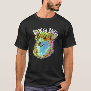 Colourful Pop Portrait Corgi Dog Dad Father's Day T-Shirt
