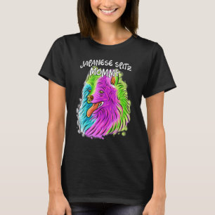 Colourful Pop Portrait Japanese Spitz Dog Mum Mumm T-Shirt