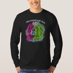 Colourful Pop Portrait Newfoundland Dog Dad Father T-Shirt