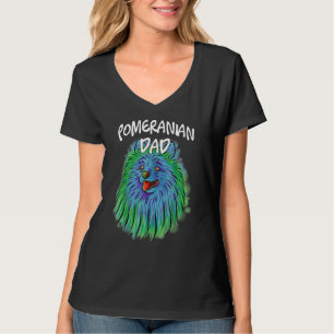 Colourful Pop Portrait Pomeranian Dog Dad Father's T-Shirt