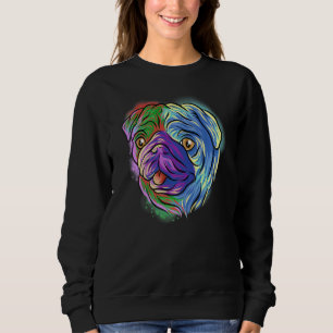 Colourful Pop Portrait Pug Dog Mum Mother's Day Da Sweatshirt