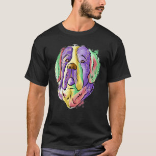 Colourful Pop Portrait Saint Bernard Dog Mum Mothe T-Shirt