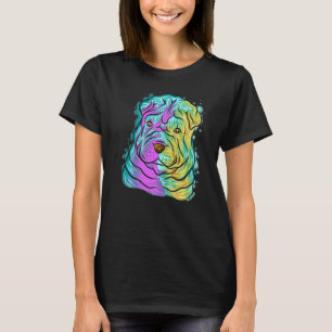 Colourful Pop Portrait Shar Pei Dog Mum Mother's D T-Shirt