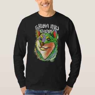 Colourful Pop Portrait Shiba Inu Dog Dad Father's T-Shirt