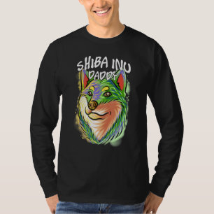 Colourful Pop Portrait Shiba Inu Dog Dad Father's T-Shirt