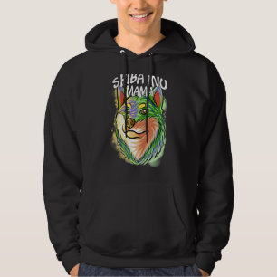 Colourful Pop Portrait Shiba Inu Dog Mum Mother's  Hoodie