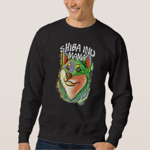 Colourful Pop Portrait Shiba Inu Dog Mum Mother's Sweatshirt