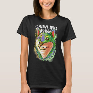 Colourful Pop Portrait Shiba Inu Dog Mum Mother's T-Shirt