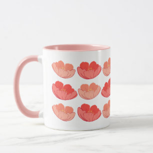 Colourful Poppies 11 oz. Pink and White Ceramic Mu Mug
