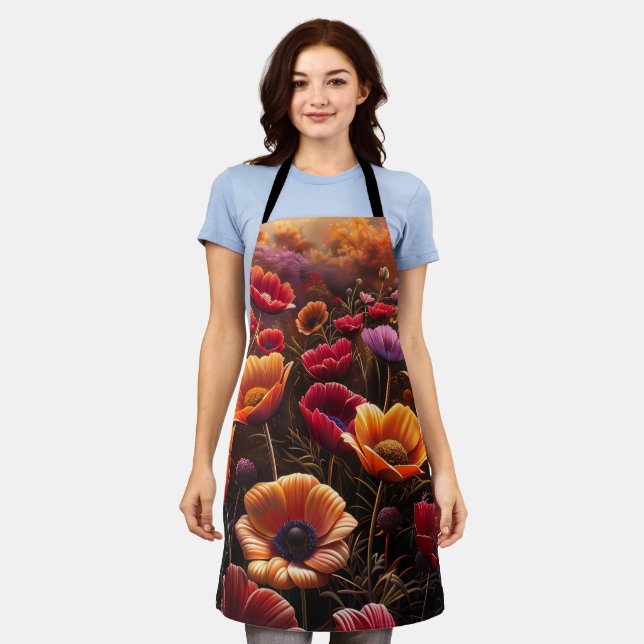 Colourful Poppies Apron (Worn)