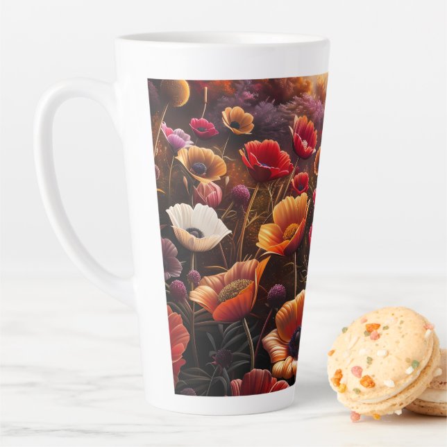 Colourful Poppies Latte Mug (In Situ)