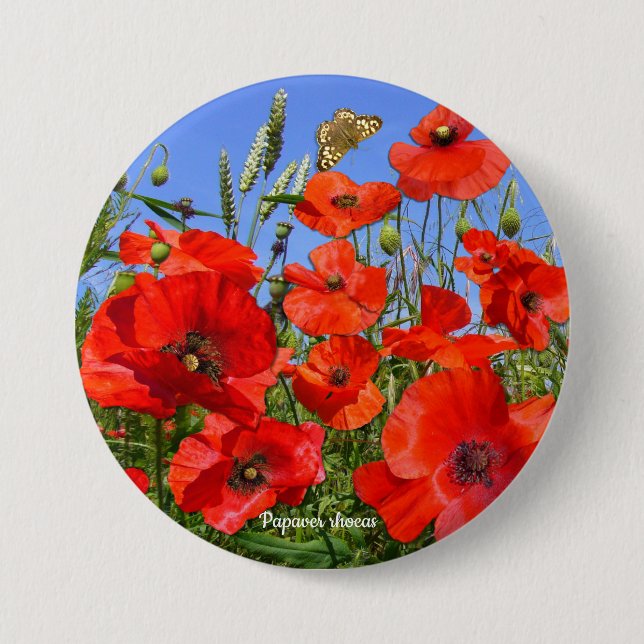 Colourful Poppy Field 7.5 Cm Round Badge (Front)