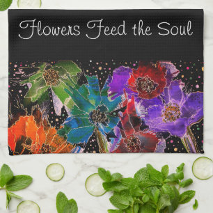 Colourful Poppy Flowers 1/2 Fold Kitchen Towel