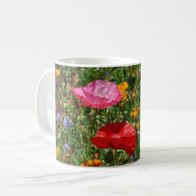 Colourful poppy flowers coffee mug (Front Left)