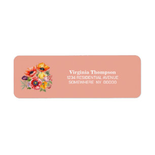 Colourful Poppy Return Address Label