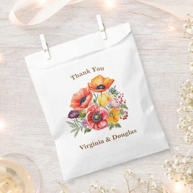 Colourful Poppy Wedding Thank You Favour Bags (Clipped)