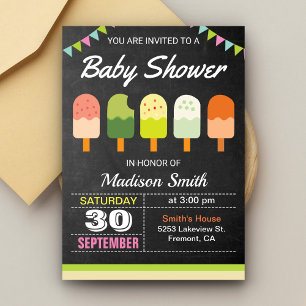 Colourful Popsicle Baby Shower Invitation
