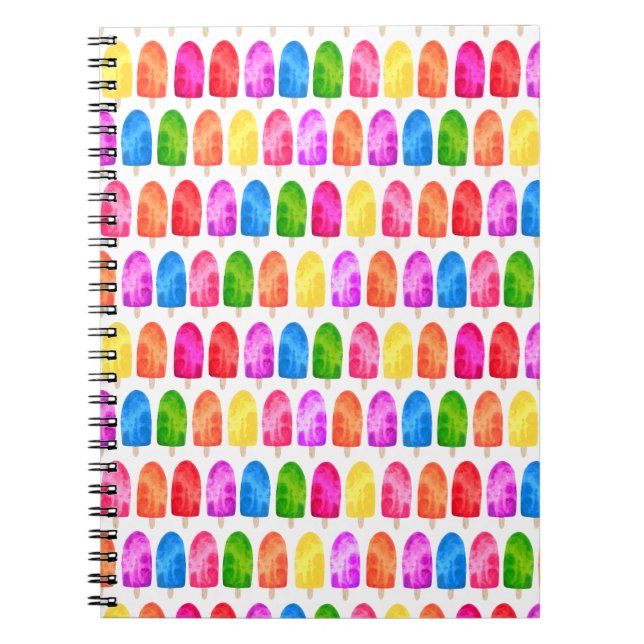 Colourful Popsicle Ice Lolly pattern Notebook (Front)