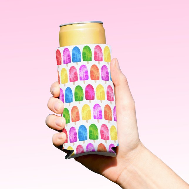 Colourful Popsicle Ice Lolly pattern Seltzer Can Cooler (Creator Uploaded)
