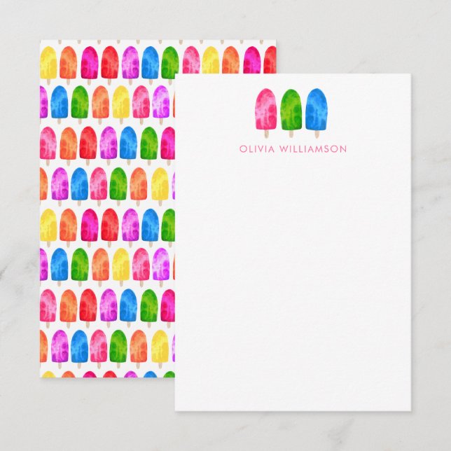 Colourful Popsicle Ice Lolly pattern Thank You Card (Front/Back)