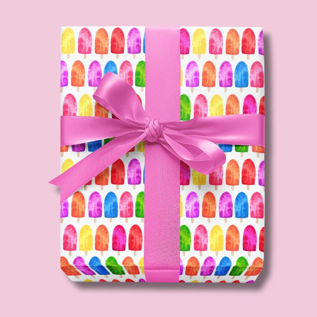 Colourful Popsicle Ice Lolly pattern Wrapping Paper (Colorful ice lolly wrapping paper rolls, ideal for summer birthday's and baby showers.)