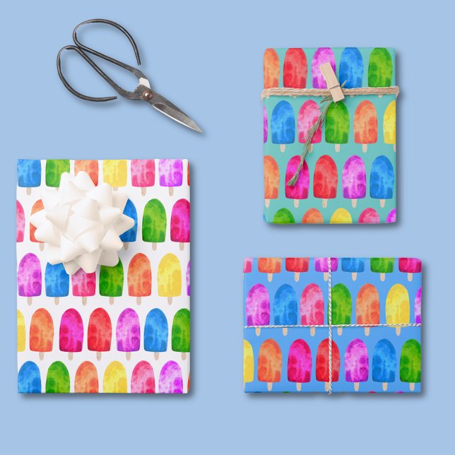 Colourful Popsicle Ice Lolly pattern Wrapping Paper Sheet (Creator Uploaded)