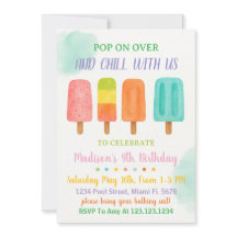 Colourful Popsicle Party Birthday Invitation