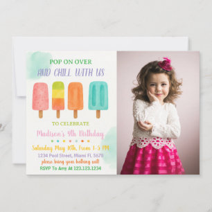 Colourful Popsicle Party Birthday Invitation