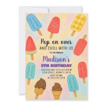 Colourful Popsicle Party Birthday Invitation
