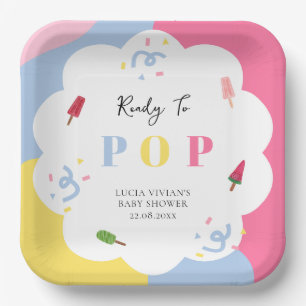 Colourful Popsicle Ready to Pop Baby Shower Paper Plate