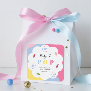Colourful Popsicle Ready to Pop Baby Shower Square Sticker